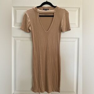 Tan keyhole bodycon dress